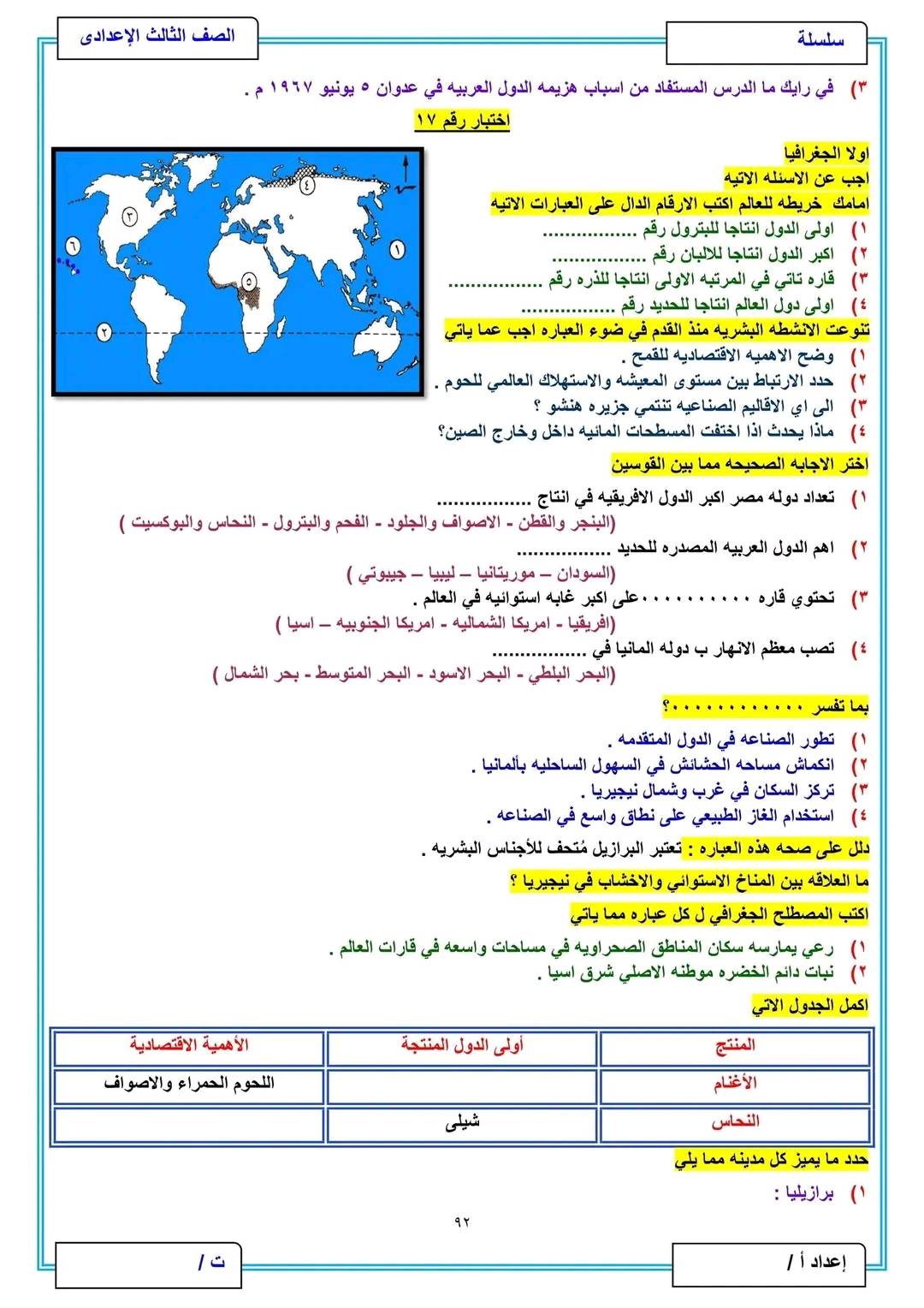 مراجعة دراسات للصف الثالث الإعدادي الترم الثاني 2025 pdf
